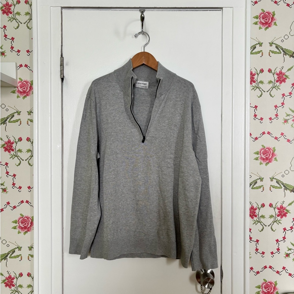 Calvin Klein Light Gray Zip-Up Sweater